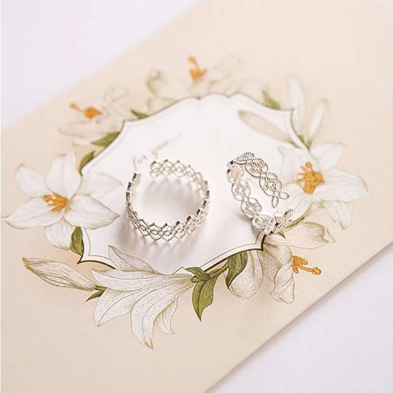 Женское кольцо из серебра 925 пробы регулируемое с кружевом|ring jewelry|ring adjustablering open |