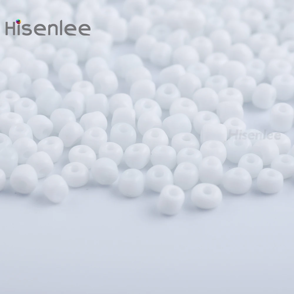Hisenlee 4MM 50g (about 500pcs) White Czech Glass Seed Spacer Beads Austria Round Ceramic Texture Never Fade For Kid DIY | Украшения и
