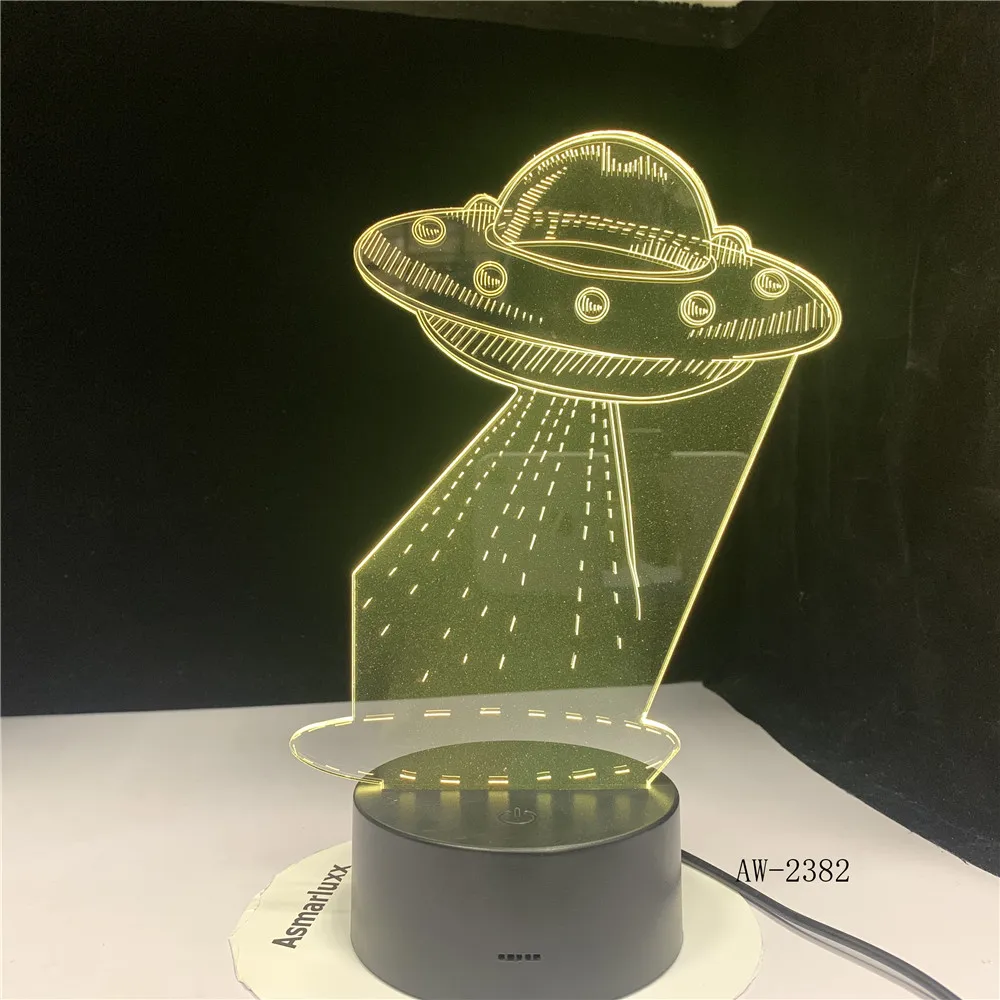 Космический корабль UFO Alien акриловый 3D RGB Ночной светильник USB светодиодный ночник