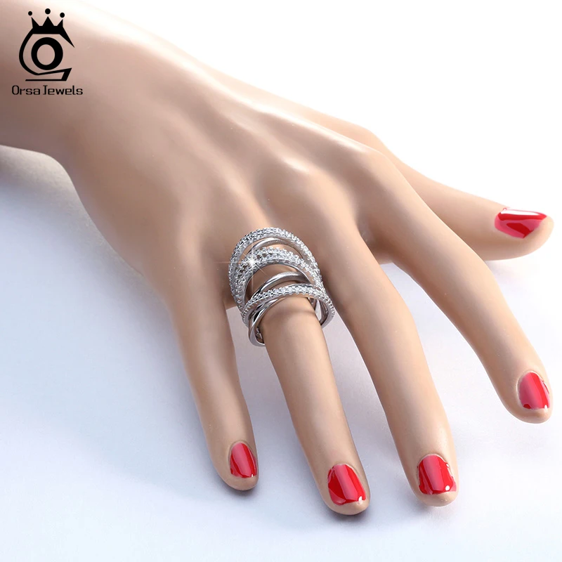 Orsa Jewels Топ Класс микро проложили CZ Кольцо Классический Кольца специальные Дизайн серебро Цвет кольцо с Идеально отполированный для Для женщин or93