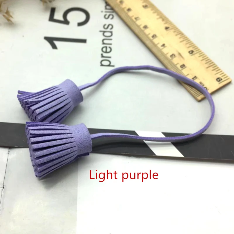 Light purple 4 шт. искусственная кожа двойная кисточка бахрома отделка веревка сумка ключ украшение кулон пошив одежды «сделай сам» Аксессуары маленькие кисточки - Цвет: Light purple