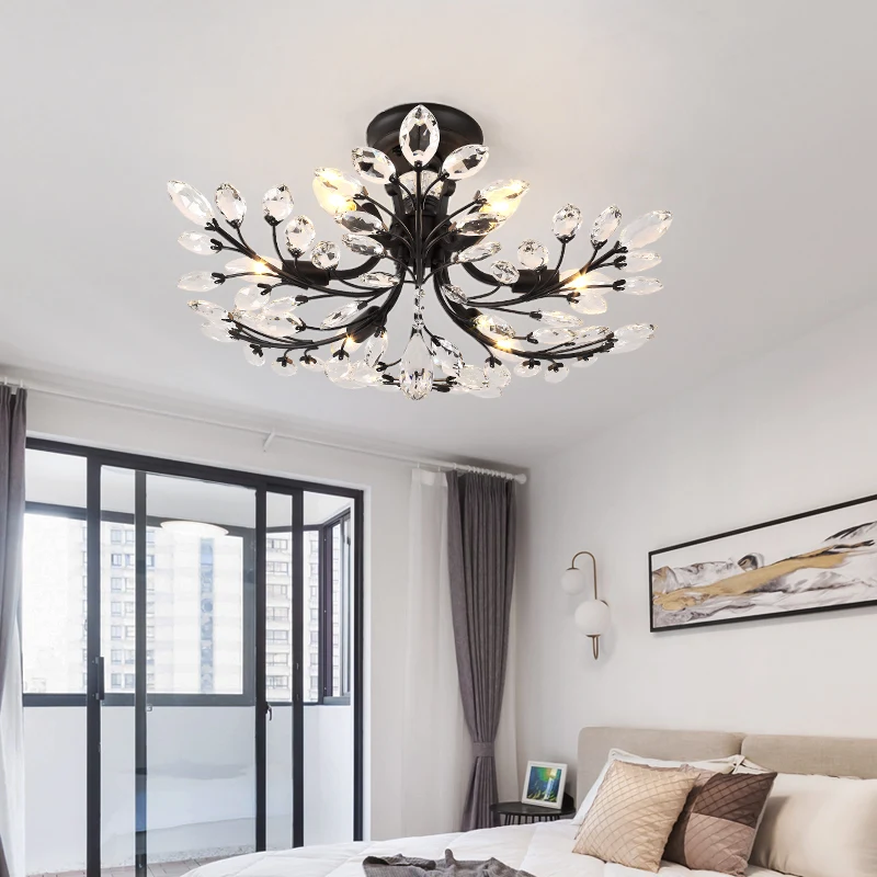 Светильник с кристаллами для гостиной спальни осветительные приборы потолочные