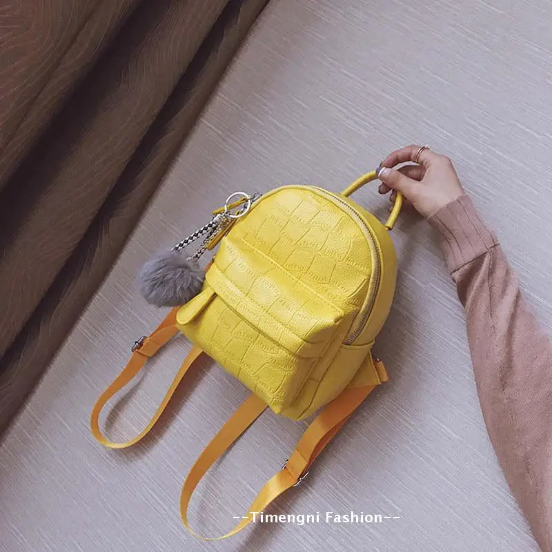 Рюкзак из искусственной кожи с помпоном для волос, женские рюкзаки Mochila для путешествий, школьные сумки для девочек, мини-рюкзак bolsas femininas