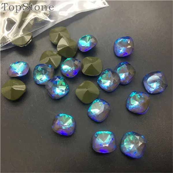 228MI Olivine AB TopStone 8 10 12 мм K9 кристалл классический квадратный необычный камень смешанные цвета жир Квадратные Свободные Стразы для изготовления ювелирных изделий своими руками - Цвет: 228MI Olivine AB