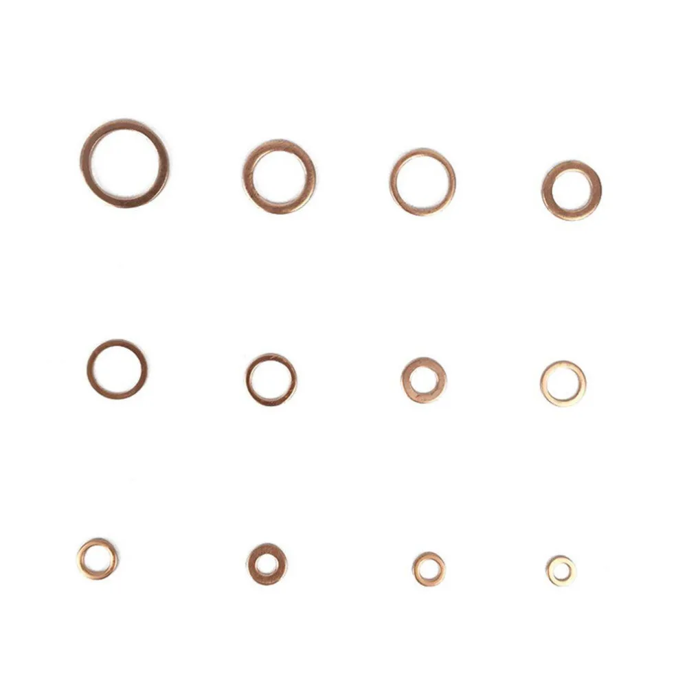 280 шт медный комплект шайб 12 размеров Твердые Ассорти медные уплотняющие шайбы
