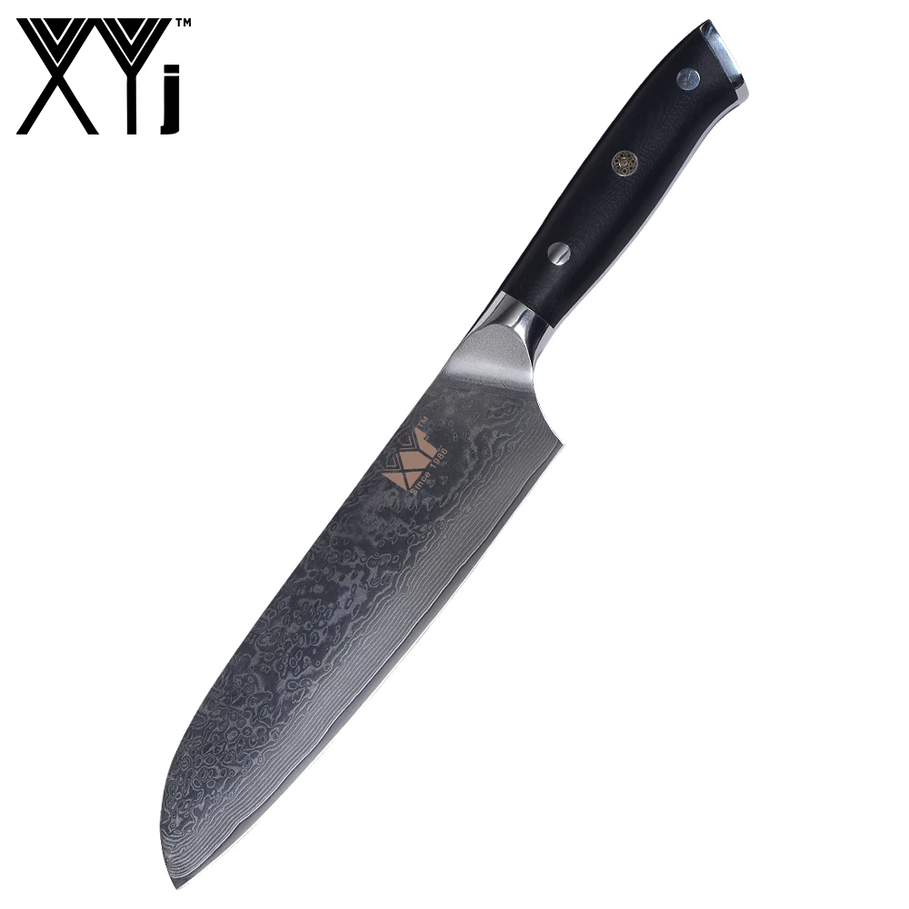 Цин бренд 7 дюймов Santoku Дамаск Ножи японский шеф повара Дамасская сталь Сталь