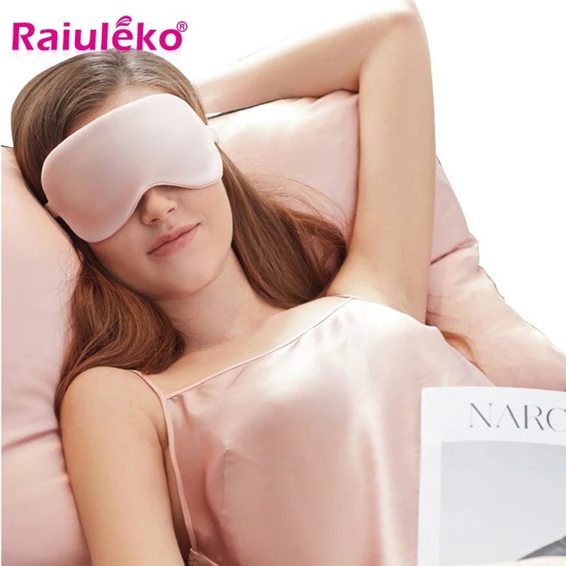 Raiuleko, чистый шелк, маска для сна, мягкая, тени для глаз, переносная, для путешествий, повязка на глаза, дышащая, гладкая, высококлассная, затеняющая маска для сна