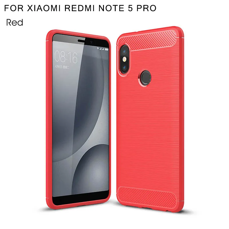 

Carbon fiber silicone case for xiomi xiaomi redmi note 5 funda coque hoejse rugged armor tpu brushed cover etui tok kryt carcasa