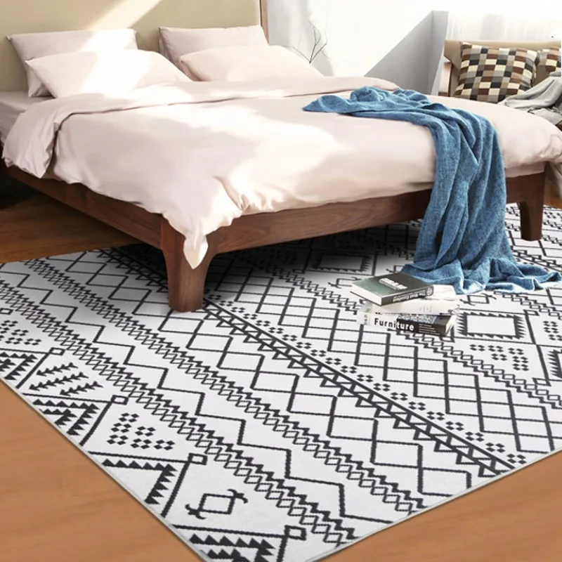 

Slash sales Modern style white geometric rug 160*230cm ,big size living room coffee table carpet, , Pastoral home decoration mat