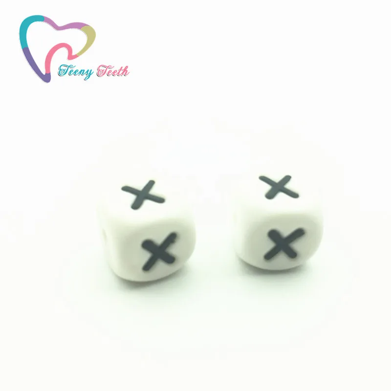 X Teeny зубьями 100 шт. Алфавит Cube Еда Класс силиконовые английские Письмо бисер в 26 букв ДЭБ бесплатно силиконовые жевательные Cube бусы - Цвет: X