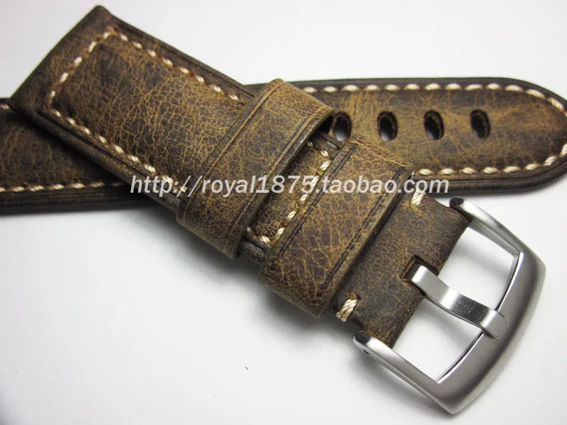

20 21 22 24 26mm Handmade retro style punk big Watchbands authentic Crazy horse skin watch men's straps thick Wristband Bracelet
