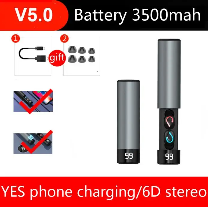 YES Power display CBAOOO F7 TWS 5,0 Bluetooth наушники 6D стерео беспроводные наушники-вкладыши PX7 Водонепроницаемая гарнитура 3500 мАч светодиодный умный внешний аккумулятор - Цвет: YES Power display