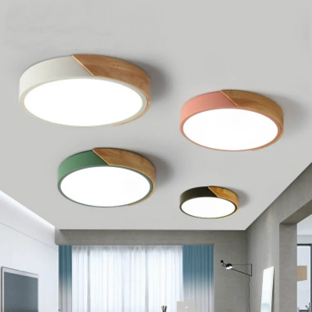 Круглый светодиодный потолочный светильник в скандинавском стиле для спальни