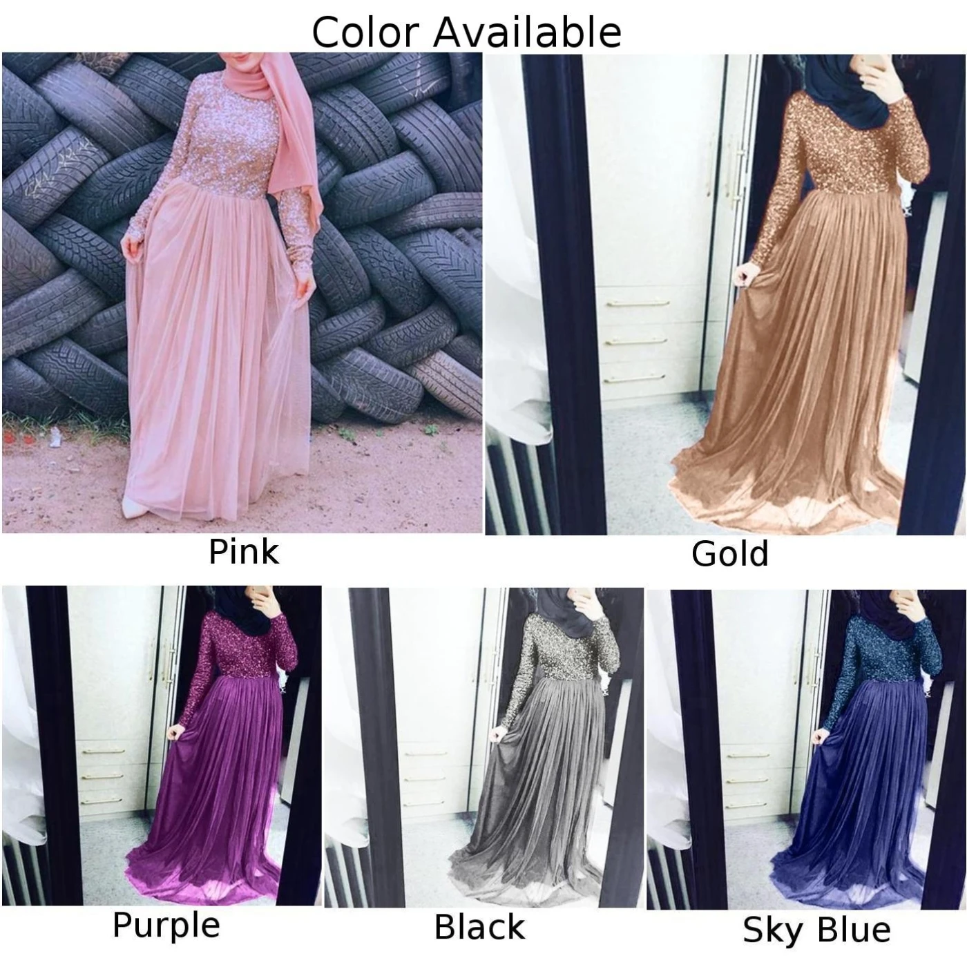 Модное мусульманское женское платье с длинным рукавом из тюля элегантные