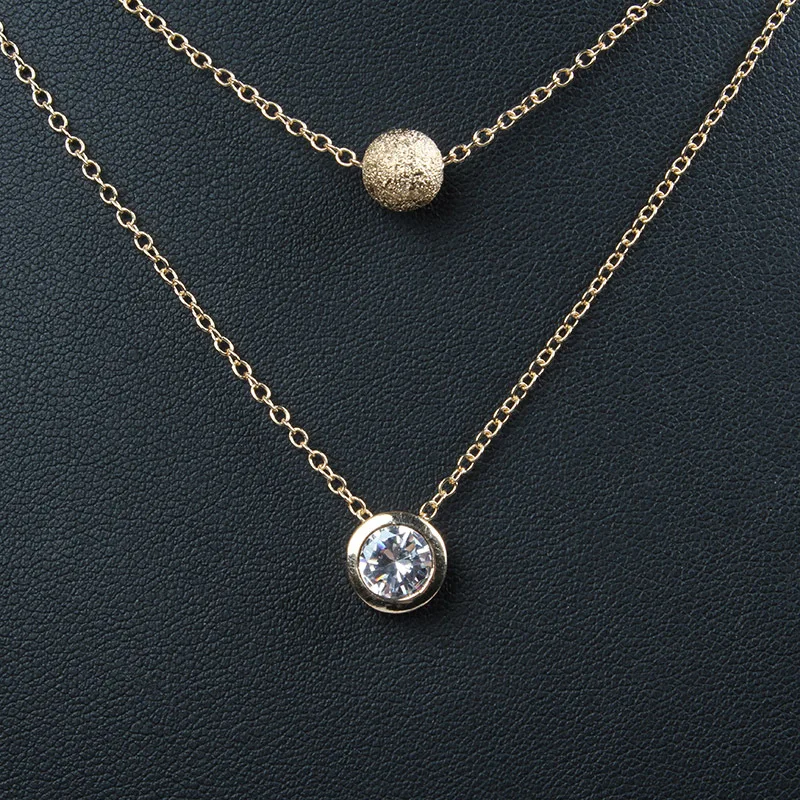 

Trendy Zircon Round Clavicle Chain Necklace Women Double Layer Exquisite Statement Necklaces Jewelry