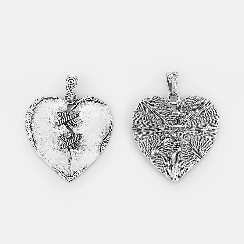 2pcs Large Heart Clothing Buckle Shaped Charms Injured Pendants For Necklace Jewelry Making Finding 57x55mm | Украшения и