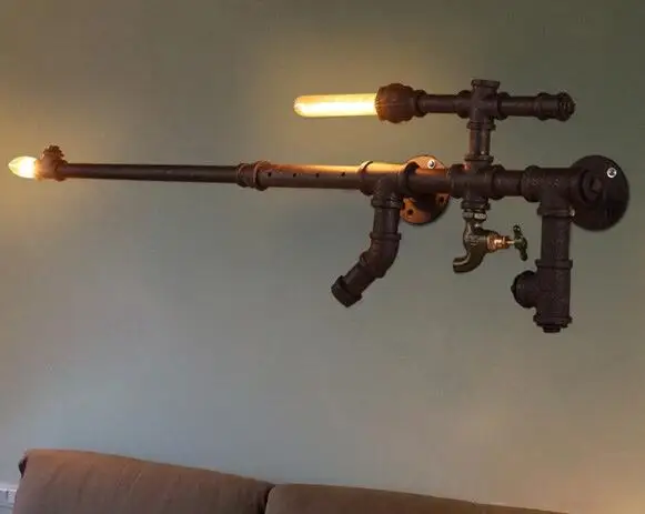 Бесплатная доставка настенная лампа-пулемет для труб винтажная лампа коридора