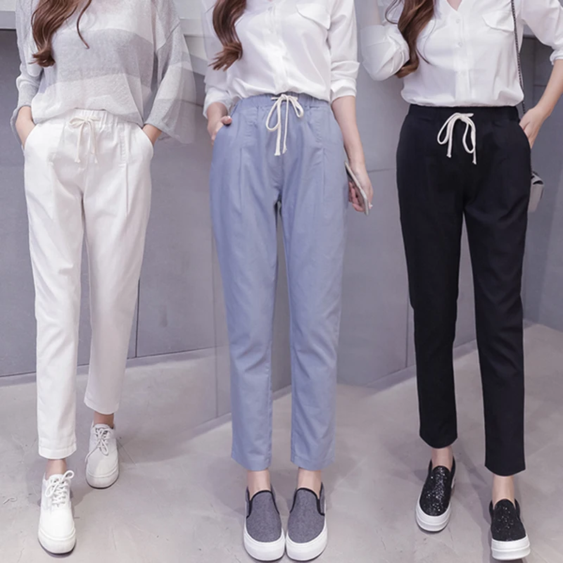 

17zq Fashion Harem Pants For Women 2018 Autumn Casual Pure Color Ankle-Length Pants Streetwear Drawstring Loose Pants P9119#