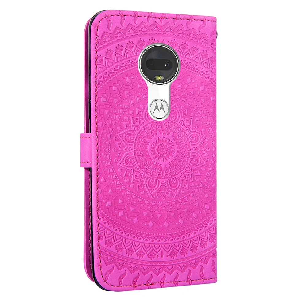 Кожаный флип чехол бумажник Datura Flower для Motorola Moto E5 G7 Play Plus с магнитной рамкой и