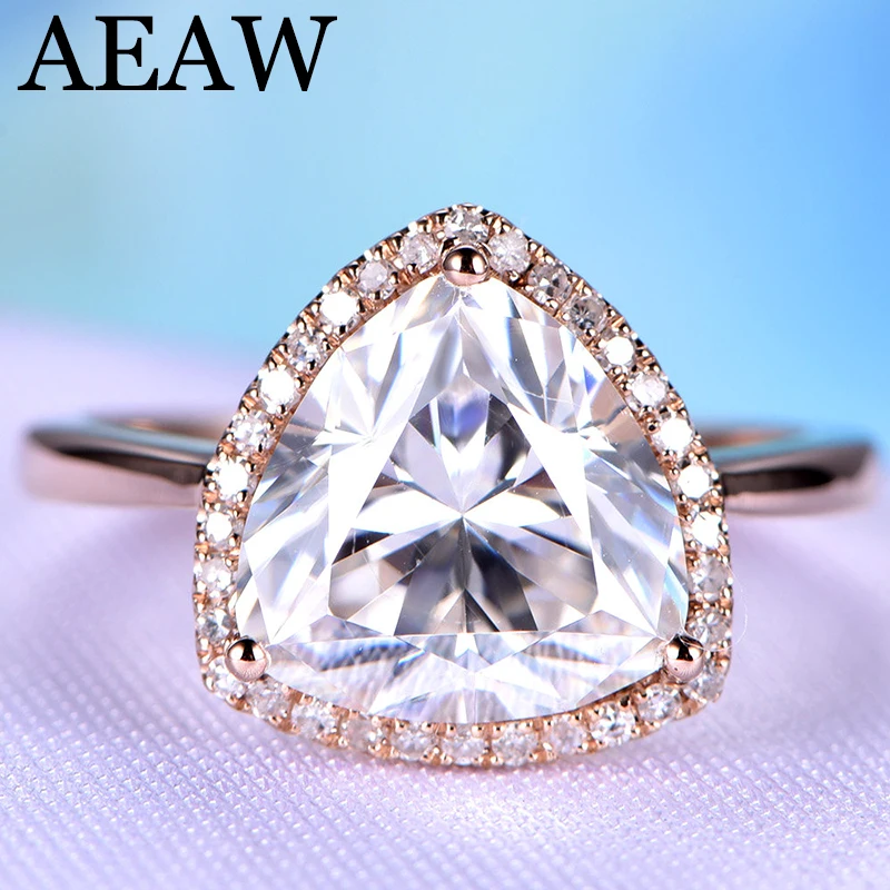 

14K White Gold Moissanite Triangle Cut Ring 2ct DEF color VVS1 Excellent Cut, Luxury Moissanite Weding Ring for Women