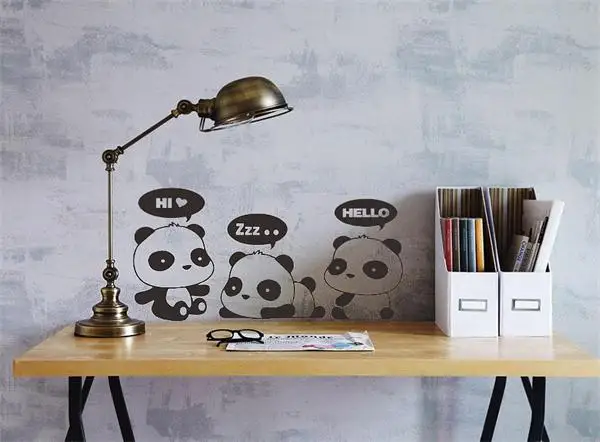 3 Kawaii baby panda say hi виниловые наклейки на стену Мультяшные для автомобиля