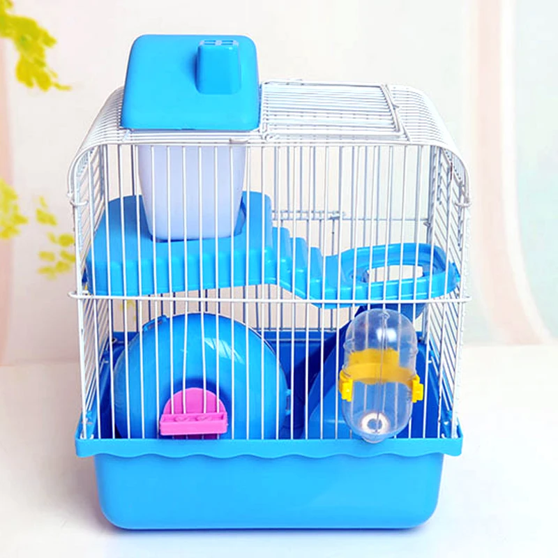 Маленькие клетки для животных кровать хомячка/дом/замок Делюкс Двойная Клетка