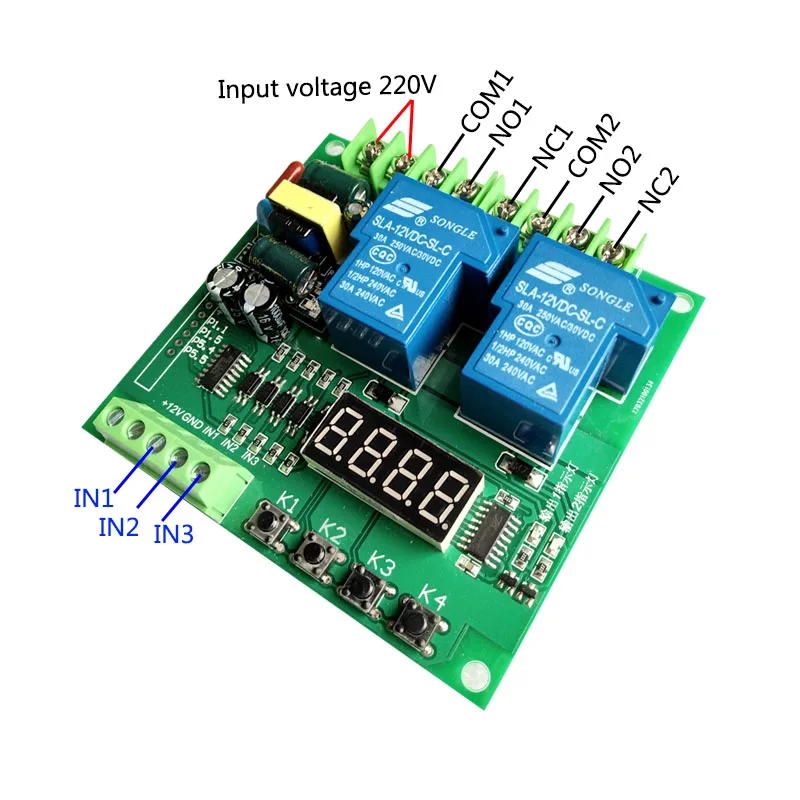 Двигатель 220 В вперед/обратное управление/плата/два релейных модуля времени