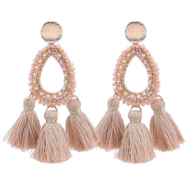 

Sehuoran 2019 Trendy Oorbellen Handmade Crystal Beads Drop Earrings For Women Bohemian Tassel Pendientes Fashion Jewelry Gifts
