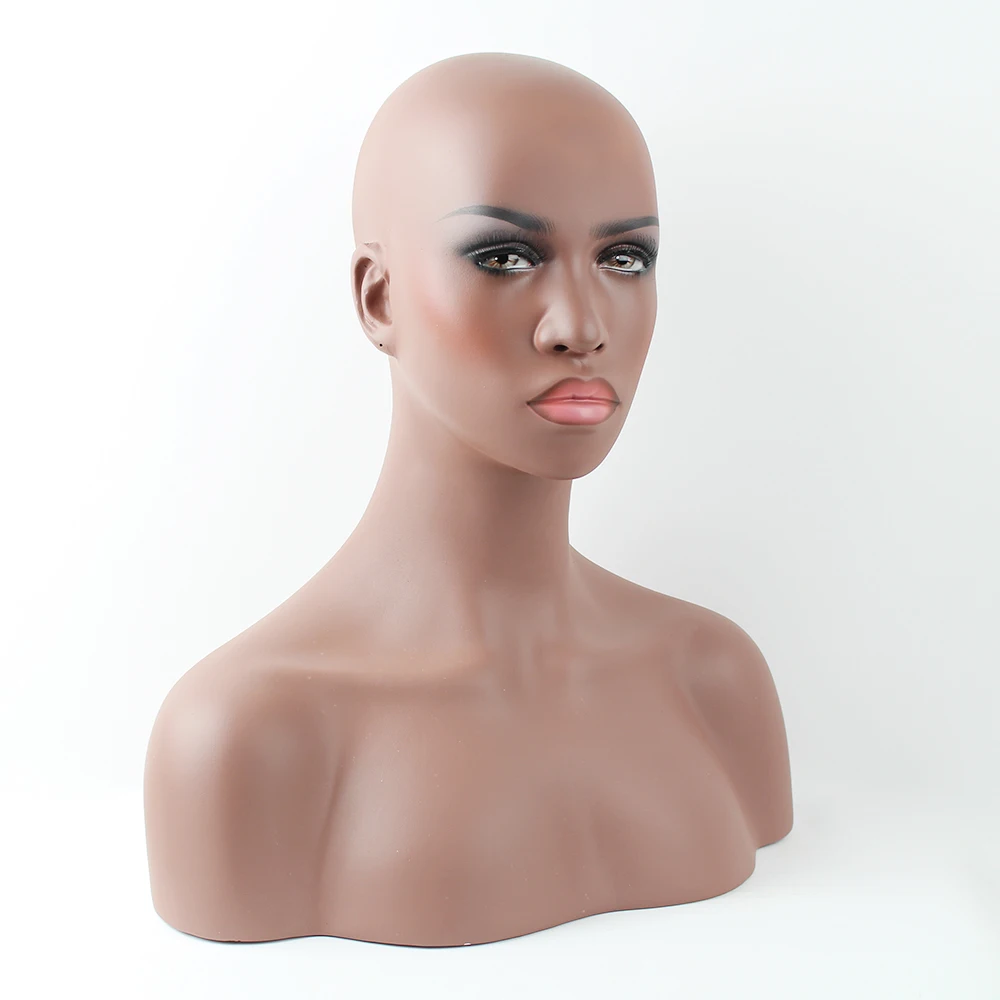 Реалистичная темная кожа женский манекен из стекловолокна грудь головы для