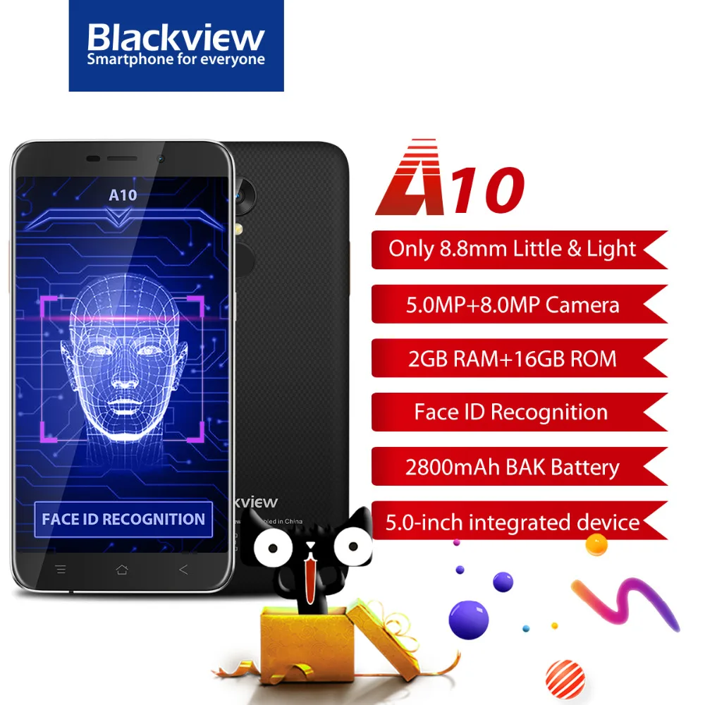 Blackview A10 мобильный телефон 5 0 дюймов MTK6580A 4 ядра Android 7 смартфон 2 ГБ Оперативная