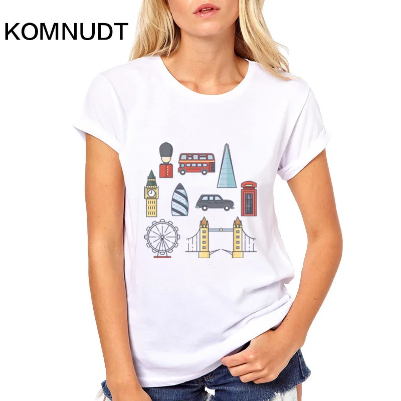 Komnudt новые модные розовые Лондон письмо и известный Land Знаки печатных Для женщин