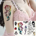 Акварельные татуировки Ловец снов, Временный браслет, Цветочные татуировки, водонепроницаемые индийские перья, художественная татуировка на руку, искусственный цветок сливы