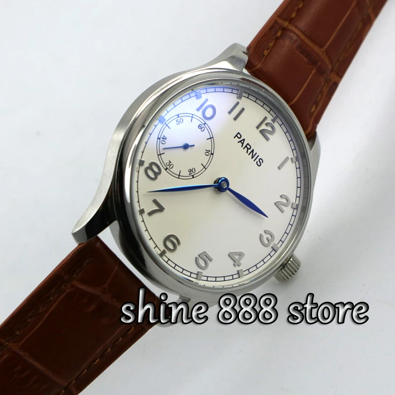 Часы мужские Parnis с белым циферблатом и синими стрелками 44 мм 6497|watch men|watch men watchwatch