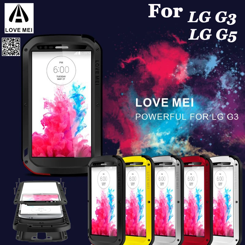 LOVE MEI Extreme Metal Aluminum Dirt Waterproof Powerful Case For LG G3 G5 G6 V10 V20 V30/LG G7/LG Class/H740 + Gorilla Glass |