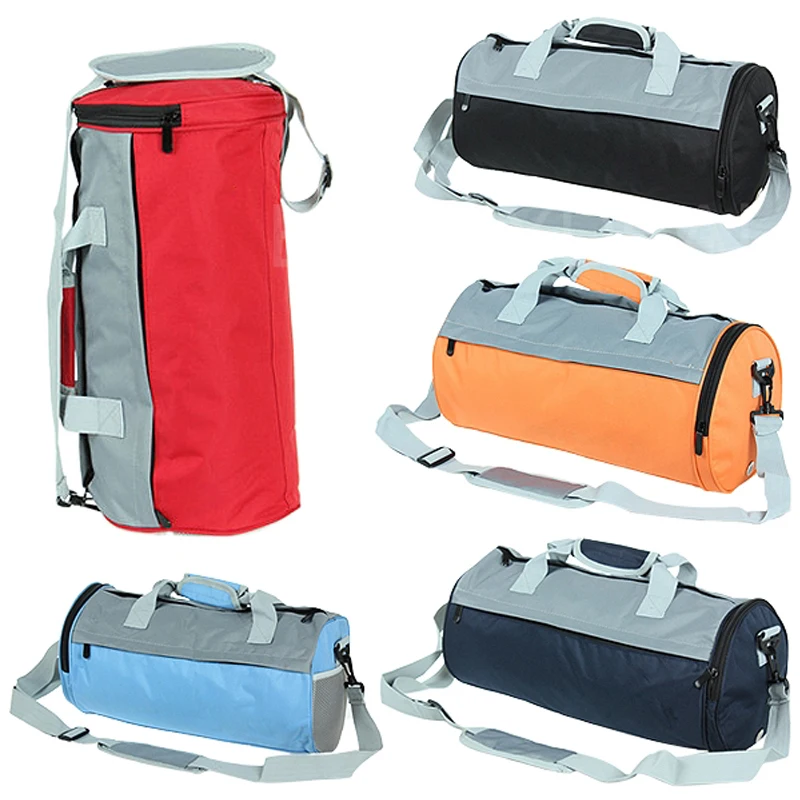 

Black Men Fashion Design Travel Bag Case Nylon Single Shoulder Columnar Shaped Bag Handbag with Zipper for Gym Sports