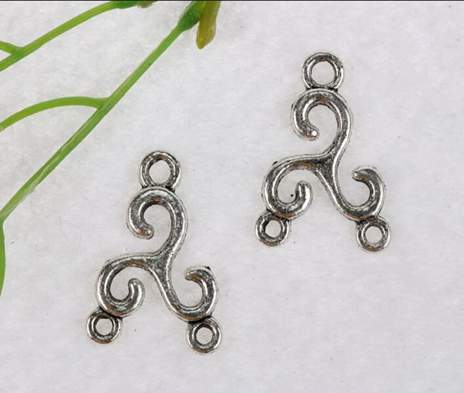 Винтажная серебряная подвеска с двумя отверстиями для изготовления ювелирных