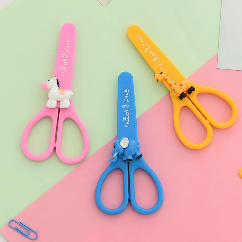 1 шт. Детская одежда с принтом мультяшных голов безопасные ножницы пластиковой