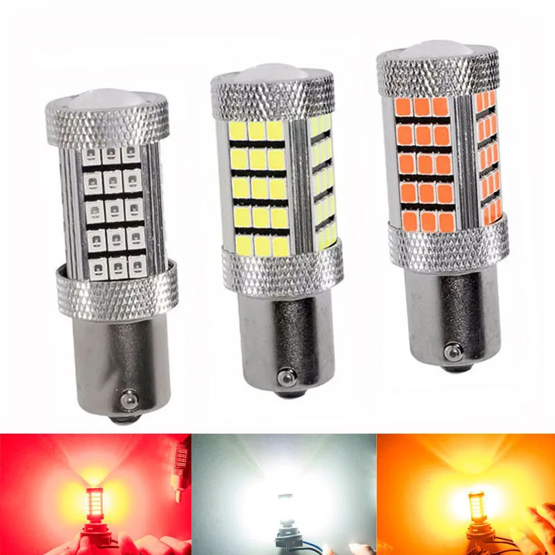 Автомобисветодиодный светодиодные лампы 1156 BA15S P21W BAU15S PY21W 66 SMD 2835 BAW15S PR21W BAY15S белый
