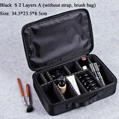 Black S 2 Layers Хит, высокое качество, профессиональный органайзер для макияжа, для путешествий, большая емкость, сумка для хранения, чехол для костюма, s Bolso Mujer, косметический Чехол - Цвет: Black S 2 Layers