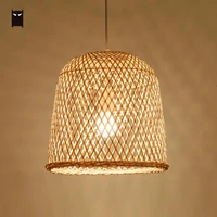 31x30cm bamboo wicker rattan bell pendant light fixture country chinese asian hanging ceiling lamp dining table room restaurant