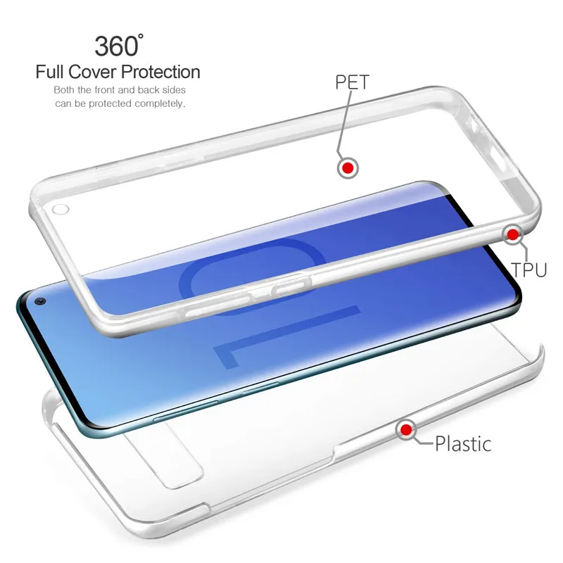 Прозрачный Мягкий противоударный чехол для Samsung S10e S10 S8 S9 Plus S6 S7 Edge Note 9 8 360 градусов