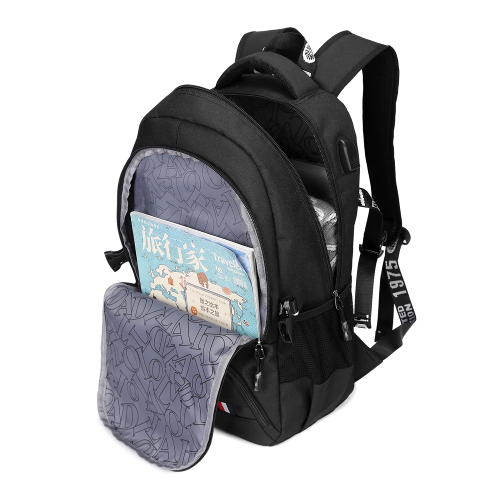 2019 New Travel Business Backpack Nylon Double Shoulder School Bag with USB Charging Port Fits 15.6 Inch Laptop Notebook | Багаж и сумки