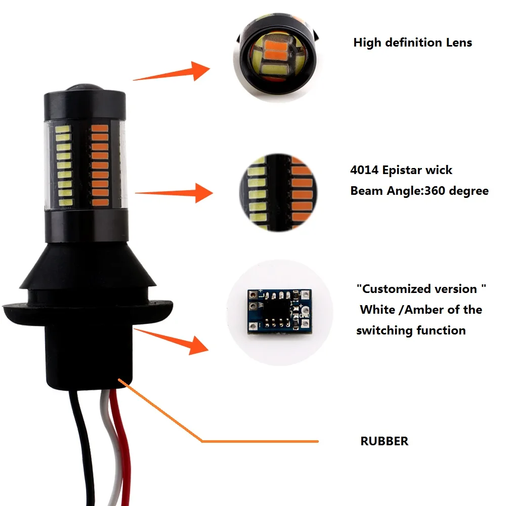 2 шт. Canbus Белый Янтарный переключатель PY21W BAU15S P21W BA15S 3156 T20 7440 Led DRL указатель