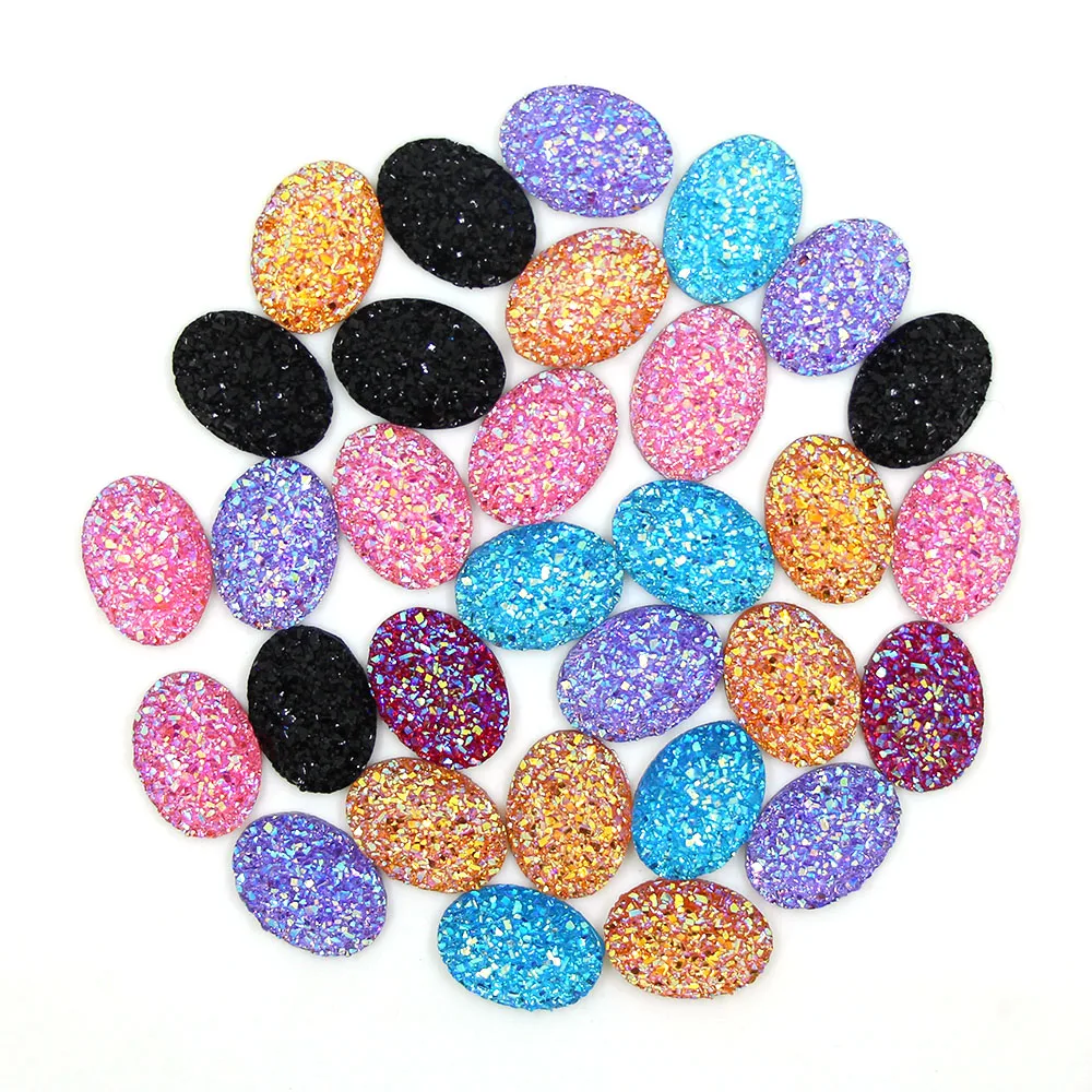 20 шт./лот овальные Стразы супер яркие цвета AB страз смола плоская задняя часть