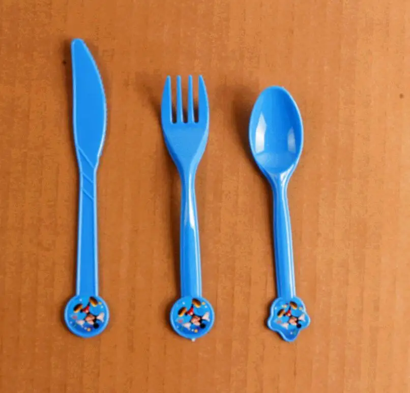spoon 10pcs ChristmasMickey С Днем Рождения Детские вечерние украшения детский душ бумажная тарелка чашка флаг вечерние принадлежности Набор посуды детский душ - Цвет: spoon 10pcs