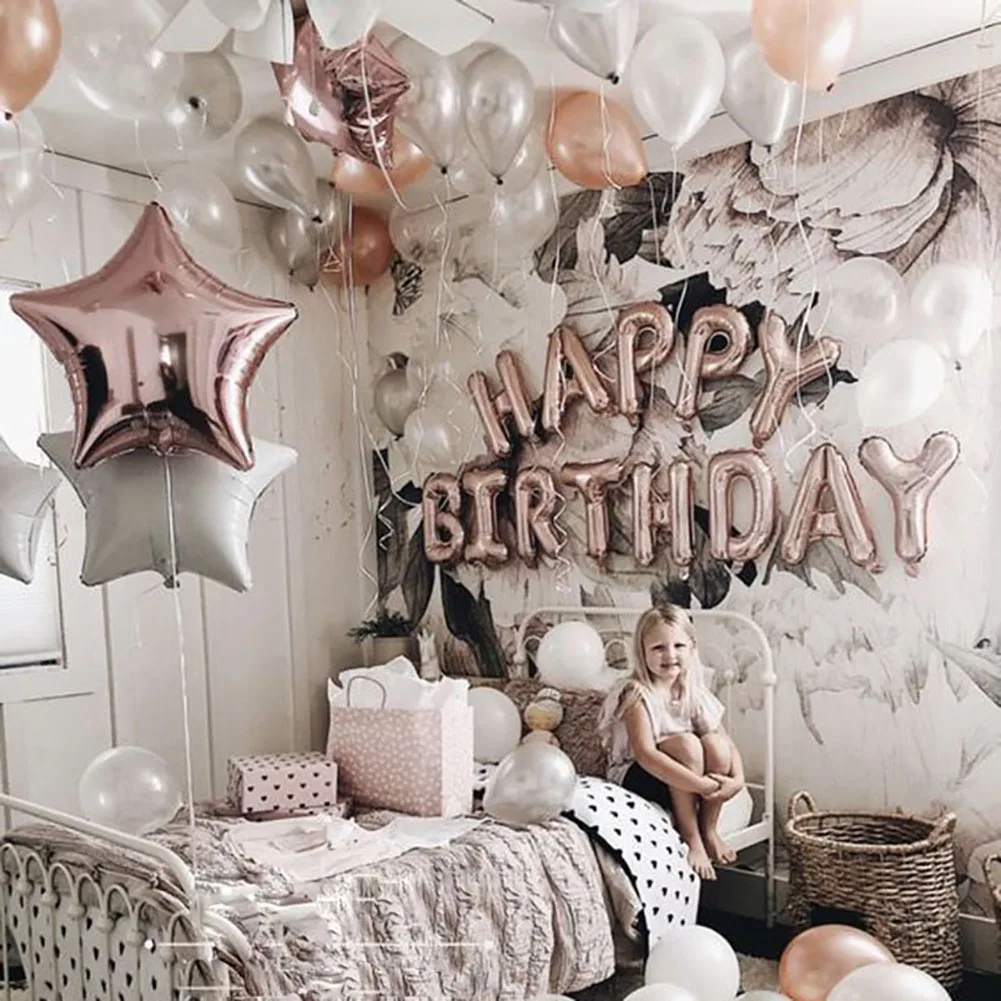 Воздушные шары 16 дюймов в виде букв Happy Birthday воздушные из фольги цвета розового