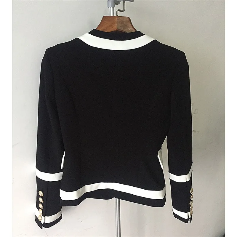 Женский блейзер с длинным рукавом черный и белый цвета модный офисный из