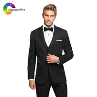 black business men suits for wedding smart casual bridegroom custom slim fit formal blazer tuxedo costumes homme mariage 3pieces