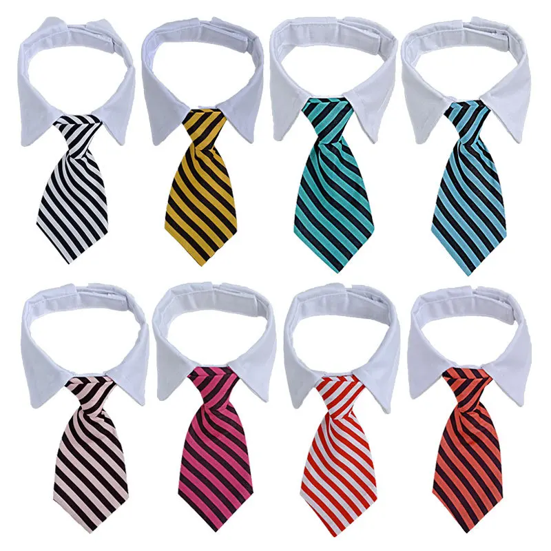 

10pcs Pet Adjustable Neck Tie Dog Necktie Party Wedding Dog Grooming Cat Colorful Striped Bow Tie Animal Striped Bowtie Collar