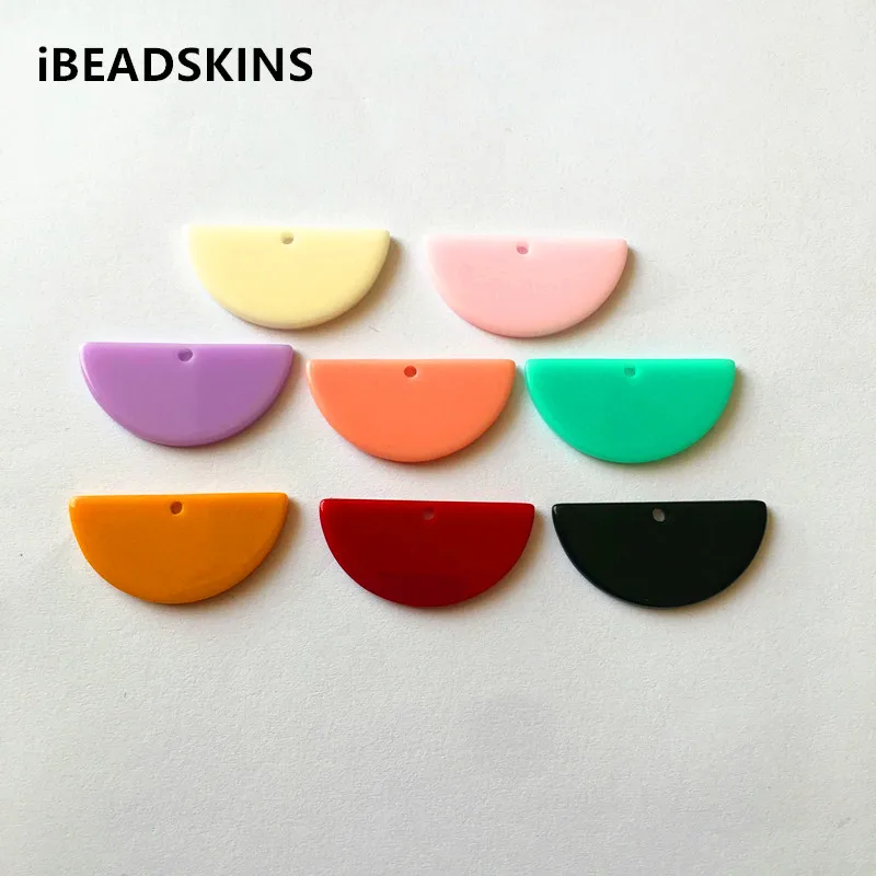 Новое поступление! 30x15mm100pcs/lot акриловые полукруглые подвески для серьги-гвоздики/серьги аксессуары/детали для серег DIY - Цвет: mix